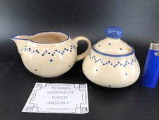 Zuckerdose & Milchkännchen➡️Rheinsberg Keramik beige blaue Punkte➡️D71G4R6
