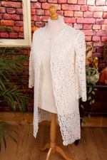 Vintage orig 60er Mantel Jacke weiß Spitze Chasuble Braut Hochzeit Boho M