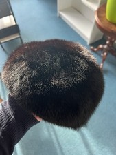 Damen Pelzmütze Hut aus echtem SAGA NERZ Dunkelbraun Fellmütze Mink