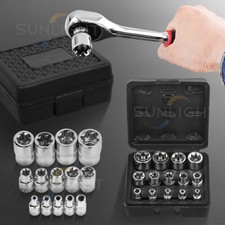 14x Torx Steckschlüssel Satz E4-E24 NÜSSE 1/2 3/8 1/4 AUßENTORX Nuss Stecknüsse