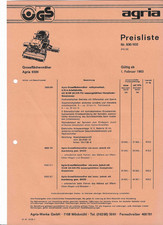 Agria Typ 9300, Preisliste, Traktor