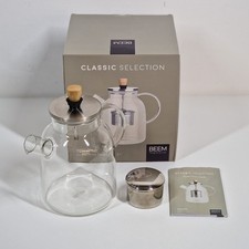 BEEM Teekanne mit Teesieb, 1,5L Glaskanne mit Siebeinsatz 1500ml Kanne 09057