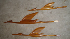 3 x Teak fliegende Reiher