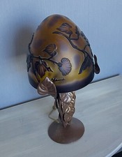 Tischlampe, Jugendstil, De Vianne,  Kupfer mit Blattmotiven