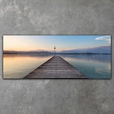 Leinwand Wandbilder XXL Canvas Hölzerner Seebrücke am Sonnenuntergang 125x50
