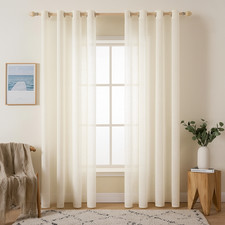 MIULEE 2er Set Voile Vorhänge Leinen Optik Gardine Ösenschal 140x300cm