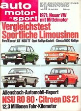 2) Auto Motor Sport AMS 15/1970 - Opel Kadett B Rallye  - Simca 1000 Rallye mit