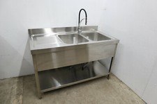 Doppelspüle Spültisch 140x70cm Edelstahl mit Armatur Ausstellungsstück Gastro
