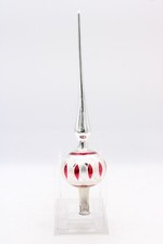 Christbaumspitze aus Glas 50er Jahre DDR silber / rot Vintage alt H 26 cm