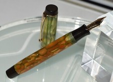 Parker Duofold Füllfederhalter, grün/braun, Perlmutt, 18k 750 Goldfeder 1925`s