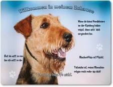 Warnschild - 20x30cm -  Willkommen in Meinem Zuhause - Airedale Terrier