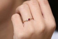 Round Cut Ruby Gold Ring Red