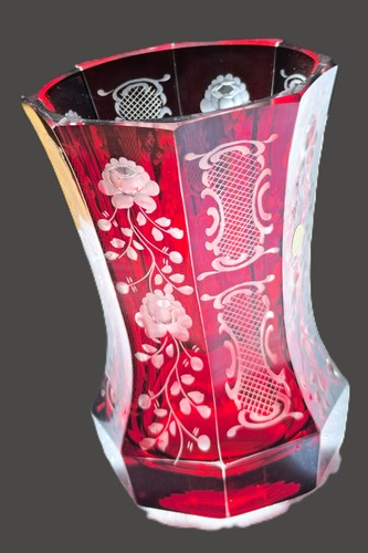 Rubinrote überfangglas vase - rubinrote,