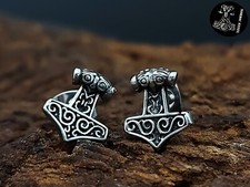 Ohrstecker Ohrring Thors Hammer Edelstahl Massiv Wikinger Schmuck MittelalterNEU