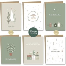 Weihnachtskarten Set 36  recycelt A6 Klappkarten Grußkarten