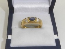 333 Gold Ring 8K Gelbgold Saphir  Diamant 3 g Verlobung RG 53 - 16,8 mm 7778