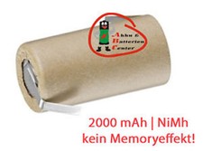 Werkzeug Akku Sub-C NIMH 2000mAh 1.2V im P-mantel mit Z Lötfahne Hochstrom fest