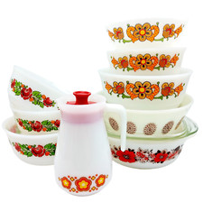 Schott Mainz Jenaer Glas Schüssel Form Kasserolle Auswahl Blumendekor Retro 70er