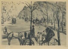 Lesser Ury - Allee im Tiergarten mit Kutsche - Radierung 1920, signiert