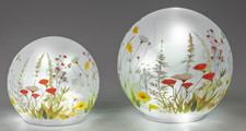 Formano LED Deko Kugel Blumenwiese mit LED Licht + Timer stehend Farbglas