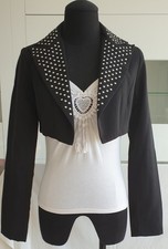 Bolero Jacke Kurz Jäckchen v. AMISU schwarz mit Silber Nieten gefüttert Gr. 36 S