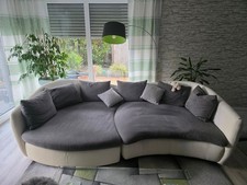 XXL Couch / Sofalandschaft Rund / Kunstleder - Stoff