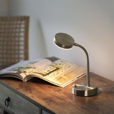 LED Tischlampe silber rund drehbar Kippschalter warmweiß Schreibtischlampe hell