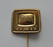 Seltene TO-R Fernseher Anstecknadel, goldfarben, Radio / TV Werbung, 1950er