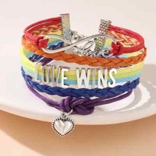 Armband LGBTQ+ - LOVE WINS, Armband Schmuck, queer Spruchband mit Herz