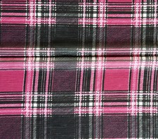 6,3m Chiffon Stoff, Schwarz - Pink Kariert, 145cm Breit, Polyester