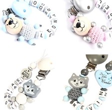 Schnullerkette mit Namen Nuckelkette personalisiert Baby♥Geburt♥Taufe♥Geschenk