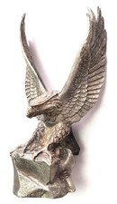 Zinn Adler auf Fels Stein 99% Reinzinn 11cm Höhe patiniert