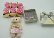 Halskette Damen 925 Sterlingsilber Geschenkbox Teddy Rosen I love you Lavumo