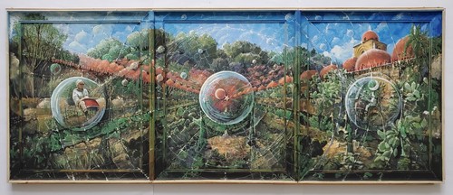 Gemälde tempera tryptichon - gemälde,