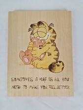 GARFIELD Wood Branding Holzbild gebrannt Comic Handgemacht Einzelstück SELFMADE 