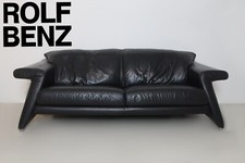 Rolf Benz Leder Couch Schwarz Zweisitzer Sofa Modern Seltenes Design Top Patina