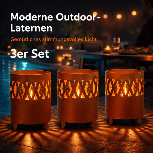Feuerkorb 3er set led solar - 3er,