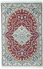 Perserteppich Nain 9 LA mit Seide Fein 132 x 86 cm Top Zustand - rot