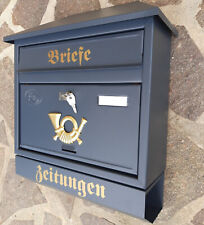 XXL Briefkasten/Postkasten Anthrazit/Grau RAL7016 Zeitungsfach T9 Antik Retro