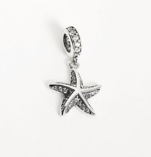 Charm Dangle 925 Silber Seestern Zirkon Steinchen - Anhänger für Armband