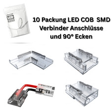 COB LED 10x Verbinder Ecken Anschluss für 8 /10mm Streifen Strip ohne Löten 2Pin