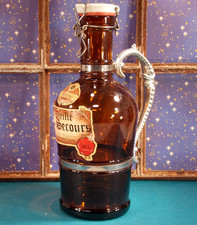 antik Bier Flasche Glas braun 2 Liter Bügel Porzellan verschluß Gummi Zinnmontur