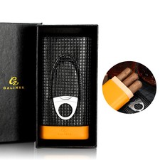 Galiner Leder Zeder Holz 3 Tube Travel Zigarrenetui Humidor Zigarrenschneider