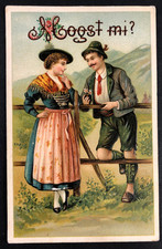 AK -  antike Prägedruck Postkarte - TRACHTLER - Mogst mi? - gel. 1917