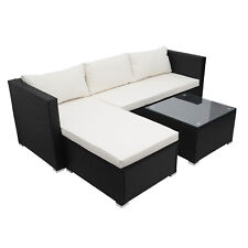 B-Ware Poly-Rattan Garnitur MCW-F57, Sofa Sitzgruppe, schwarz Kissen creme-beige