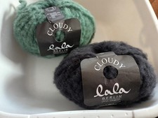 2 Kn Lana Grossa Lala BERLIN Grün Schwarz Sehr Weich Dicke WOLLE ND6-7  50G 100M