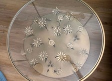 Kare Designer Couchtisch, Gold Blumen