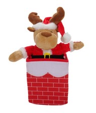 Weihnachtselch im Kamin Weihnachtsdeko Plüsch Elch singt bewegt sich auf und ab