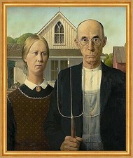 American Gothic Grant Wood Bauern Heugabel Goten Mode Ehepaar Farm B A1 02142