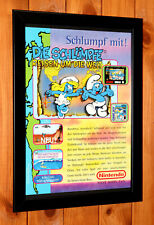 1996 Die Schlümpfe reisen um die Welt Game Boy Vintage Promo Poster / Werbeseite gerahmt